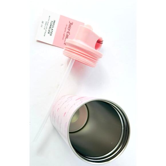 Juicy Couture Tumbler PINK Insulated 26oz - XO Hearts & Lips - Pop-Up Straw Lid - Picture 3 of 3